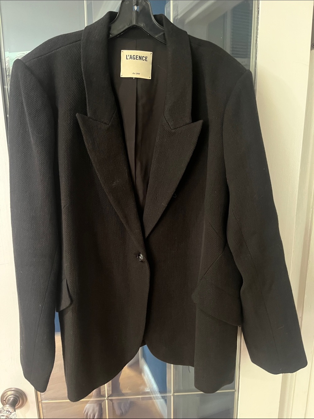 L'AGENCE Black Textured Single-Button Blazer